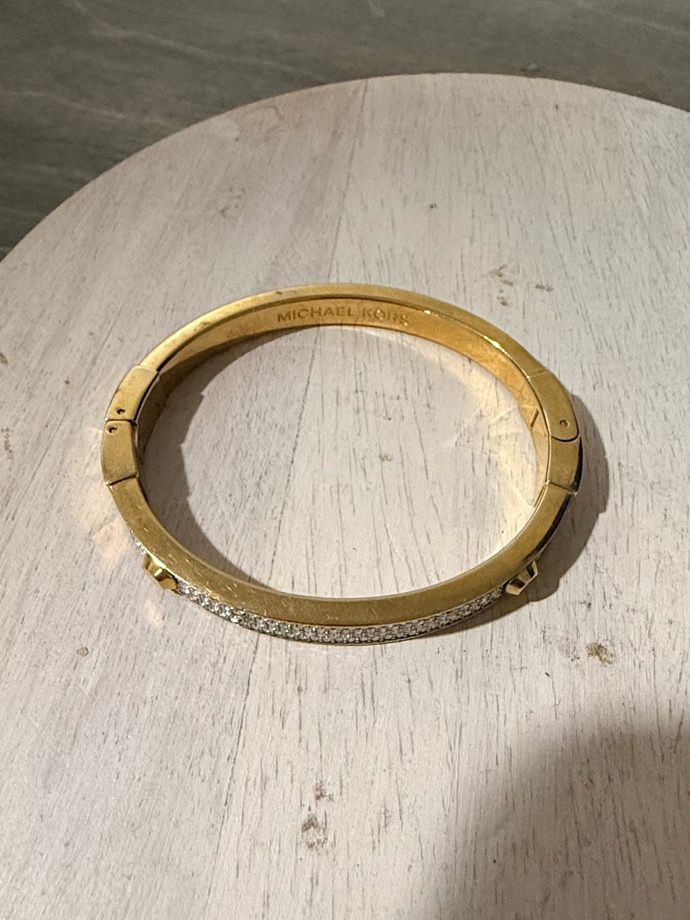 Michael Kors Gold Crystal Accent Hinged Bangle Bracelet
